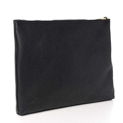 Gucci Pebbled Calfskin Medium Logo Portfolio Clutch Black 2 of 7