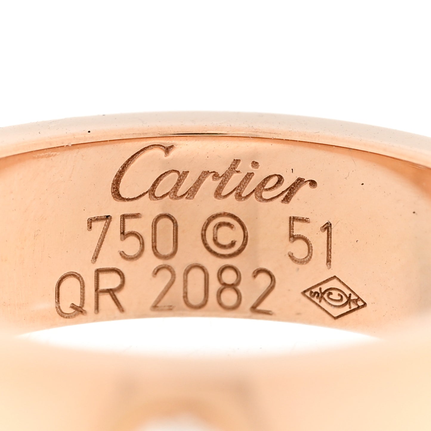 18K Pink Gold 3 Diamond 5.5mm LOVE Ring 51 5.75