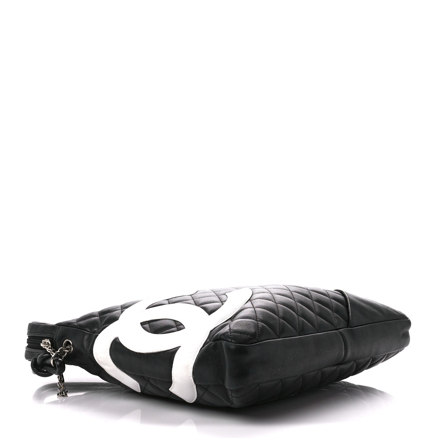 Calfskin Quilted Large Cambon Messenger Black White