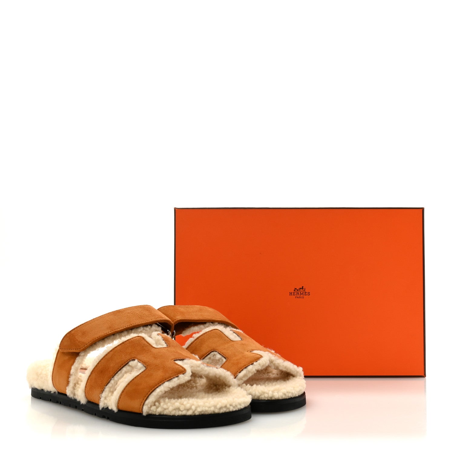 Hermes Suede Goatskin Woolskin Womens Chypre Sandals 40 Naturel Ecru 10 of 10