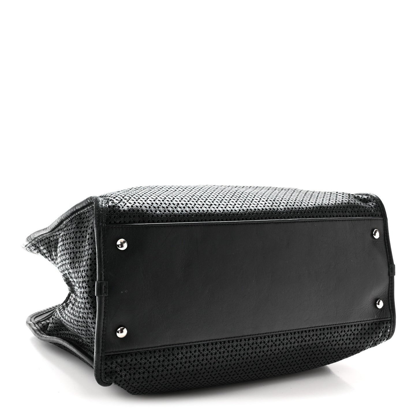 Calfskin Perforated Up In The Air Tote Black
