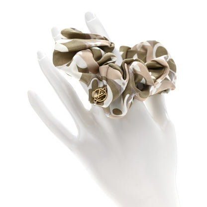 Louis Vuitton Silk Monogram Marbles Scrunchy Set Pink Khaki Beige 2 of 5