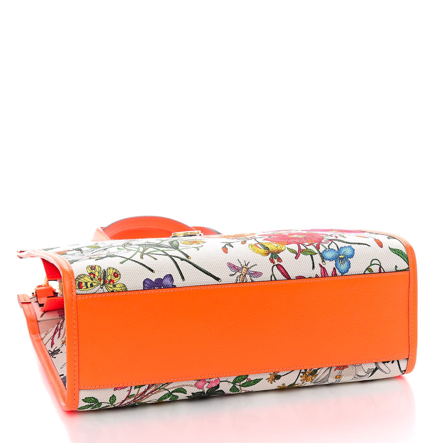 Canvas Medium Flora Tote White Multicolor Orange Fluo