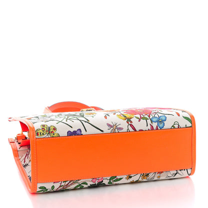 Gucci Canvas Medium Flora Tote White Multicolor Orange Fluo 4 of 10