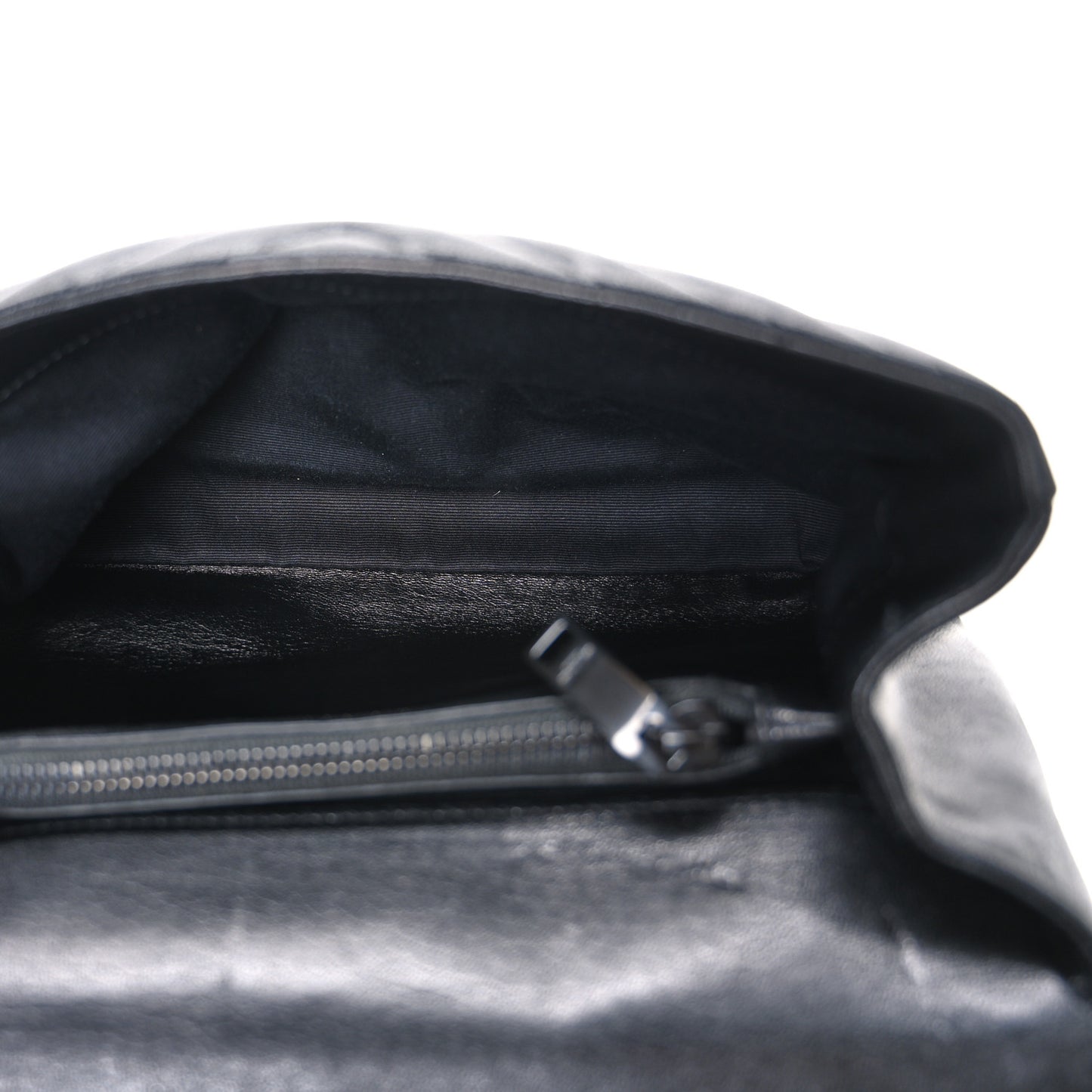 Sheepskin Matelasse Chevron Monogram Monochrome Medium College Bag Black