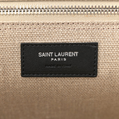 Saint Laurent Linen Calfskin Rive Gauche Tote Optic White 6 of 12