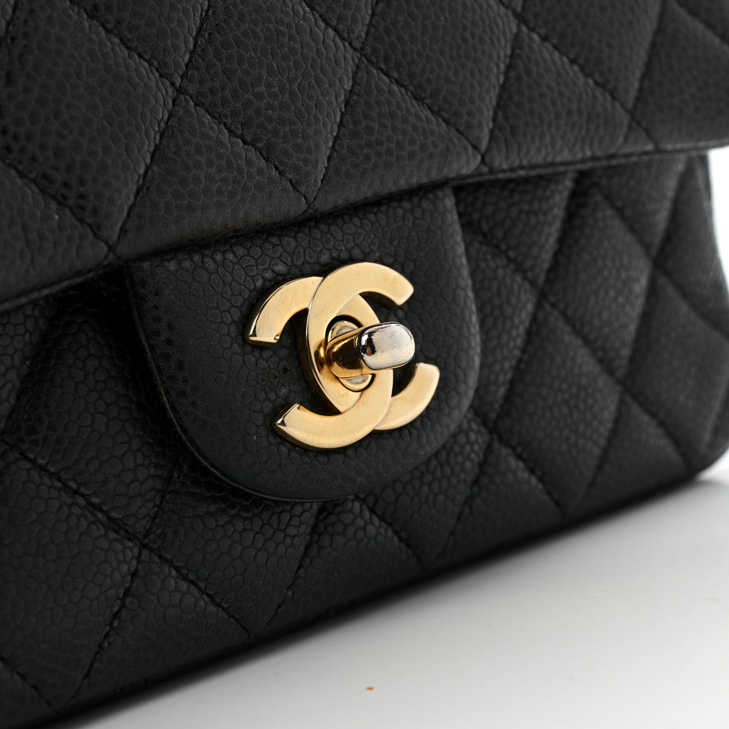 Metallic Caviar Quilted Mini Rectangular Flap Black