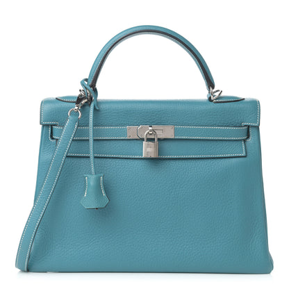 Hermes Taurillon Clemence Kelly Retourne 32 Blue Jean 1 of 14