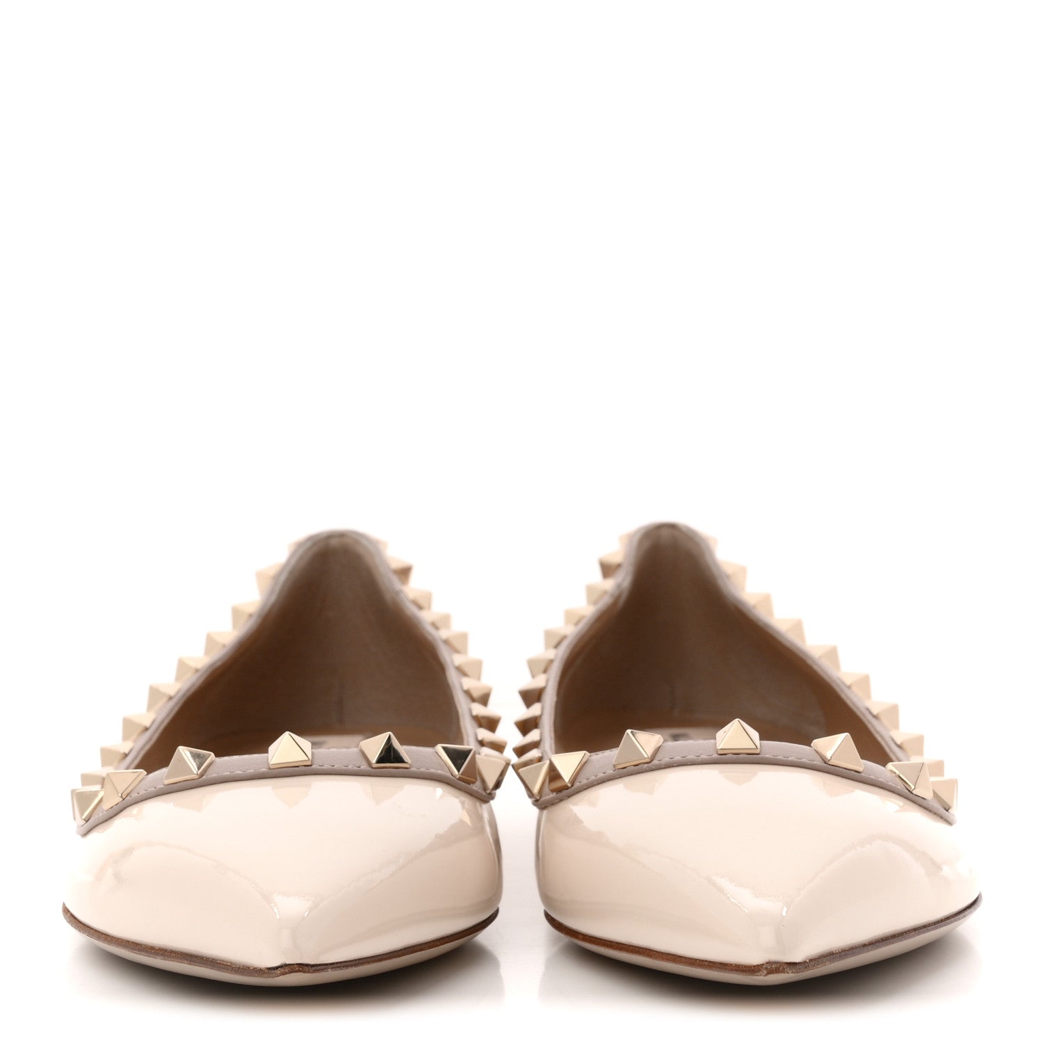 Valentino Garavani Patent Rockstud Ballerina Flats 38.5 Ivory Poudre 3 of 8