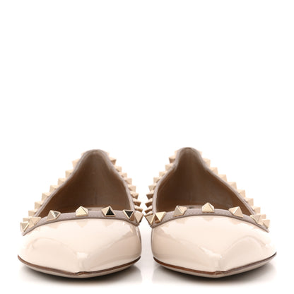 Valentino Garavani Patent Rockstud Ballerina Flats 38.5 Ivory Poudre 3 of 8
