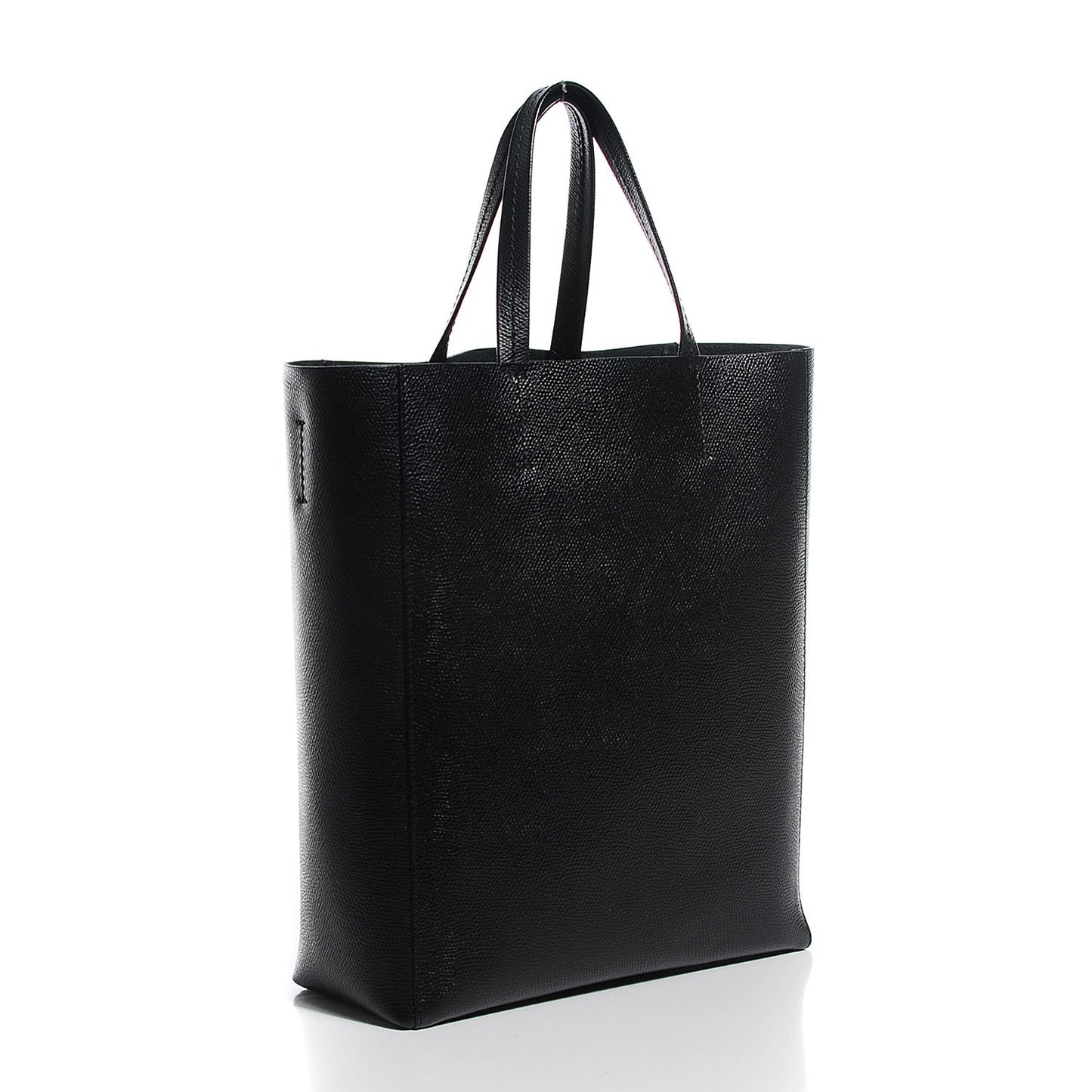 Grained Calfskin Small Vertical Cabas Black