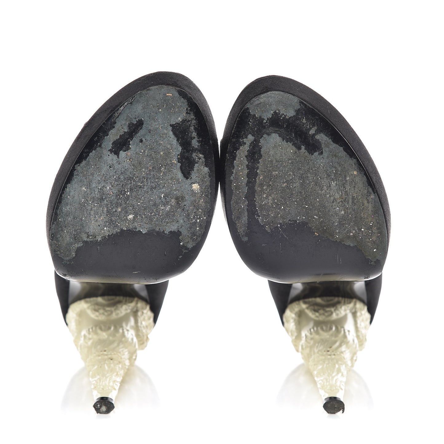 Satin Platform Open Toe Heels 39 Black