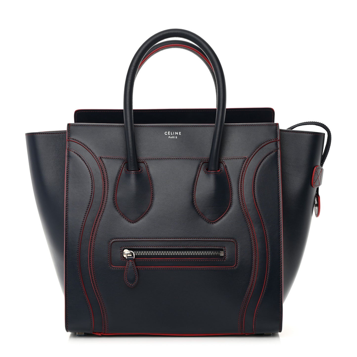 Satin Debossed Calfskin Mini Luggage Navy Blue