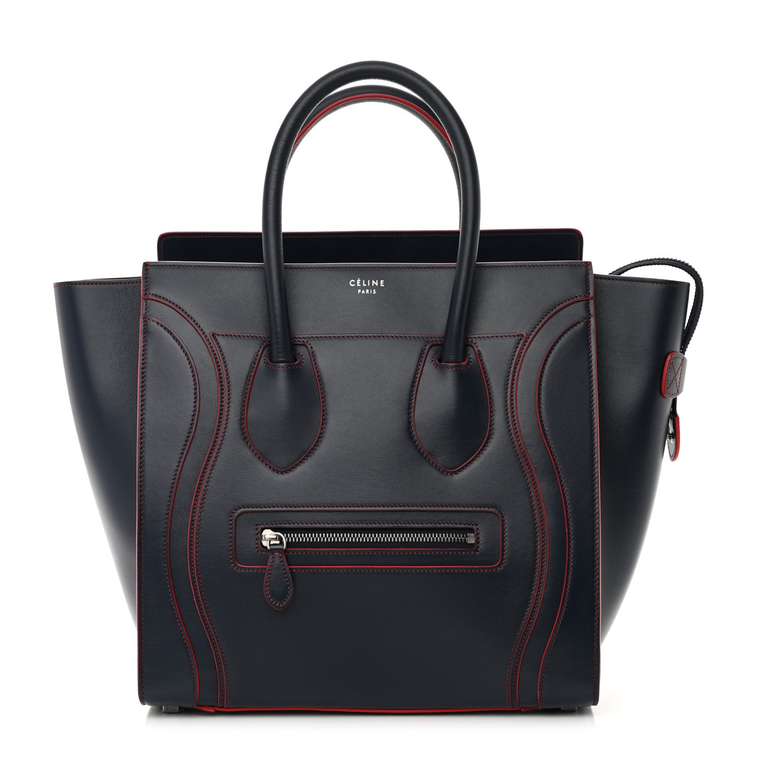 Celine Satin Debossed Calfskin Mini Luggage Navy Blue 1 of 14