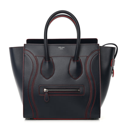 Celine Satin Debossed Calfskin Mini Luggage Navy Blue 1 of 14
