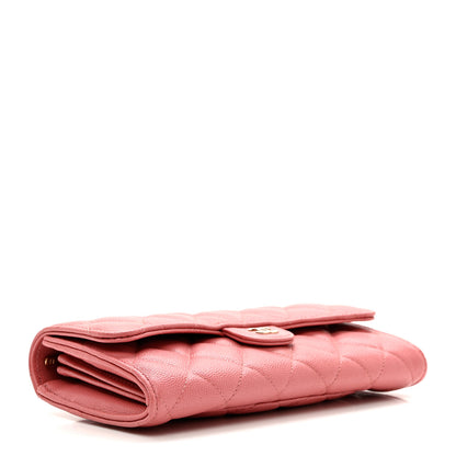 Chanel Caviar Quilted Long Flap Wallet Dark Pink 4 of 9