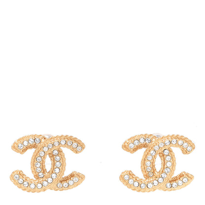 Chanel Crystal 90’s Icon CC Stud Earrings Gold 1 of 5