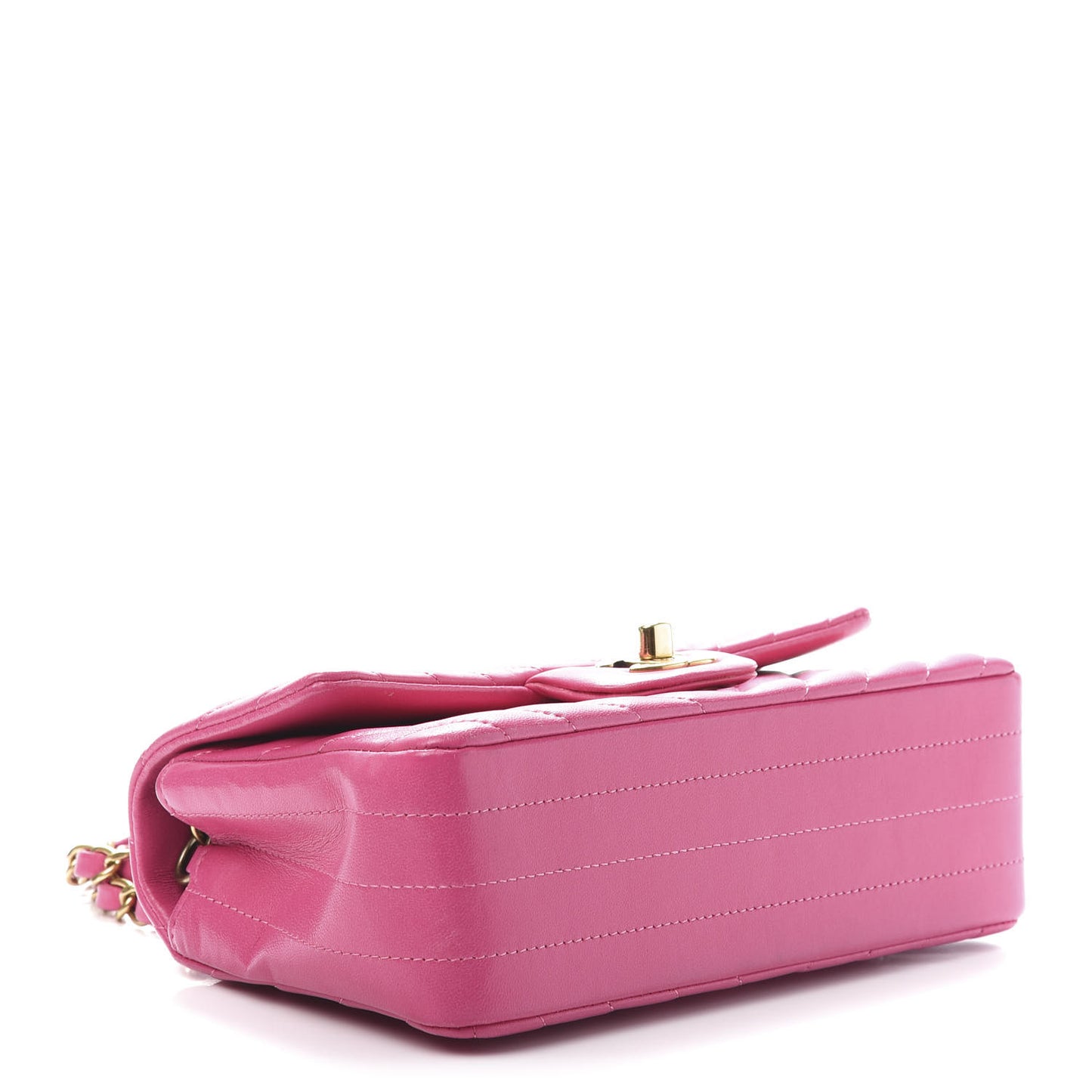 Lambskin Chevron Quilted Mini Rectangular Flap Fuchsia