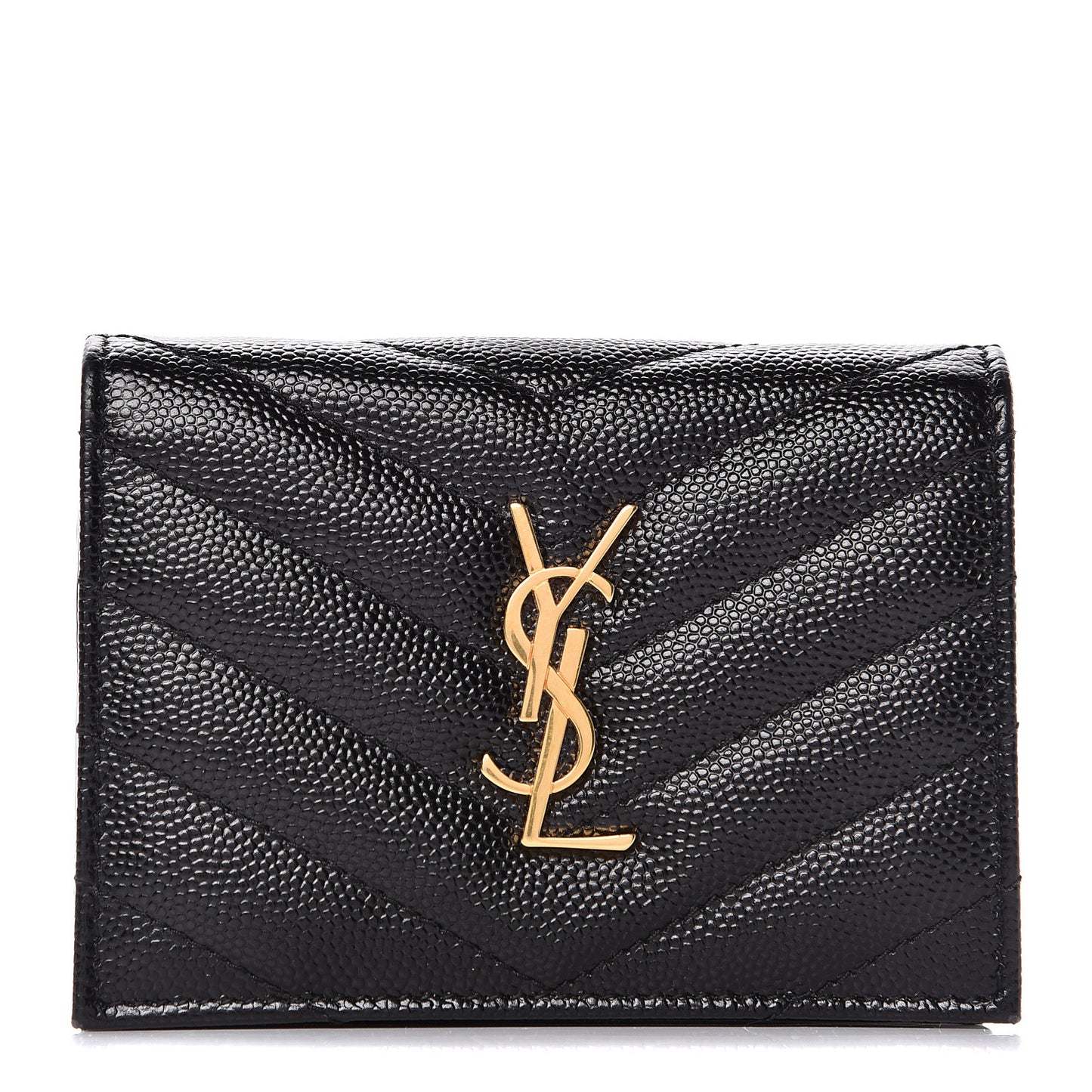 Grain De Poudre Matelasse Chevron Monogram Card Case Black