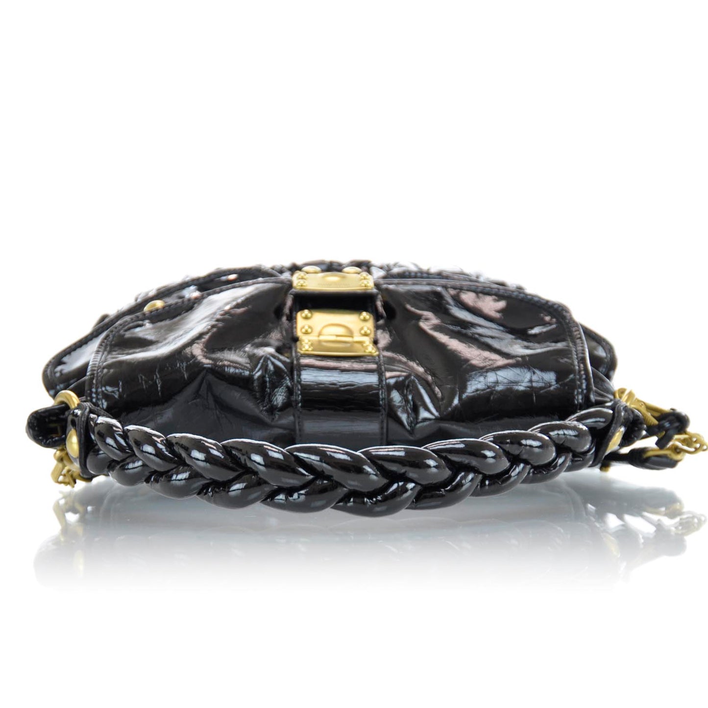 Patent Leather Matelasse Coffer Black