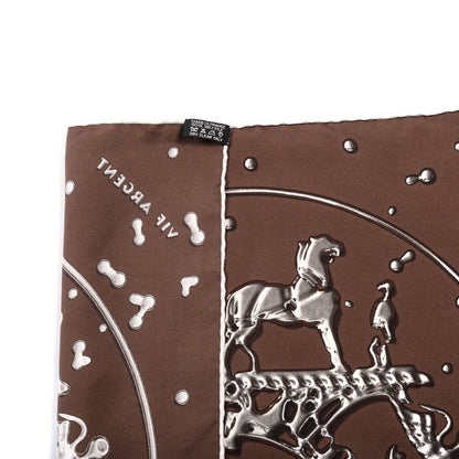 Hermes Silk Vif Argent Pocket Square Chocolate 5 of 6