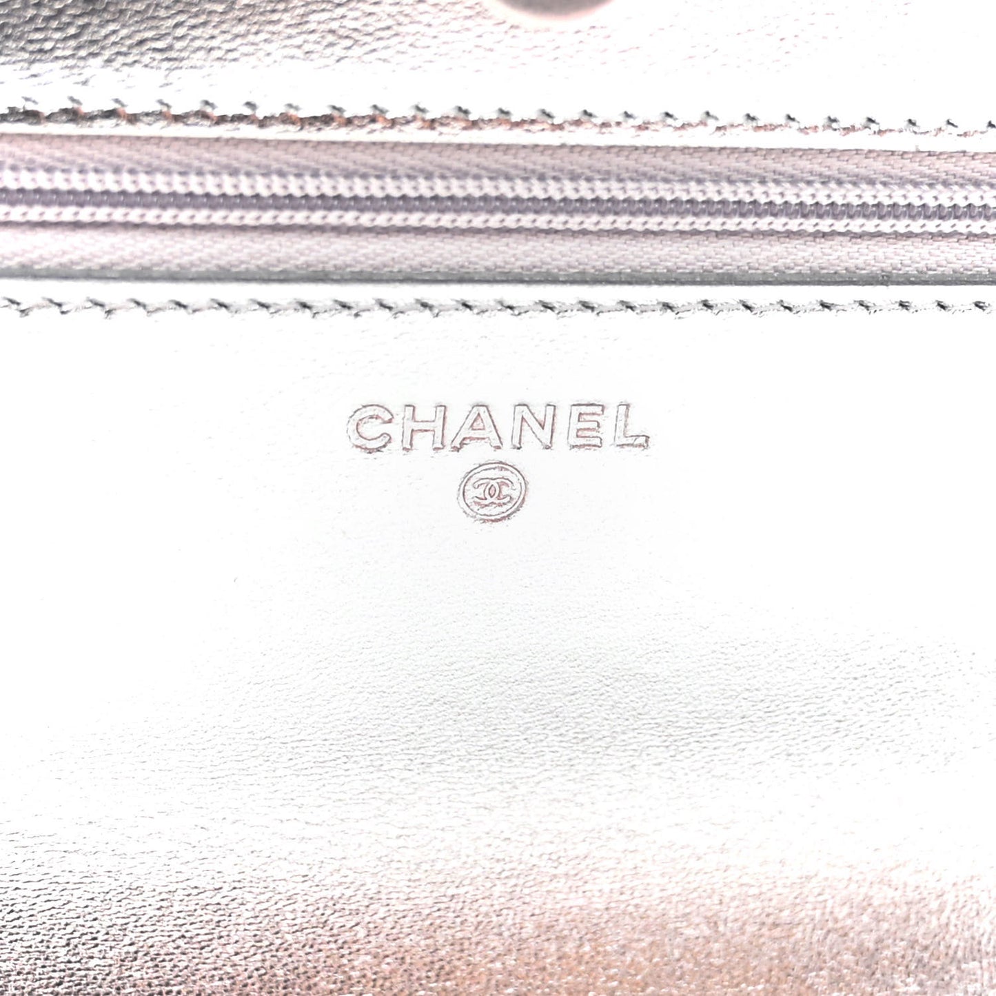 Gradient Metallic Calfskin Quilted Wallet On Chain WOC Silver Blue Yellow Purple