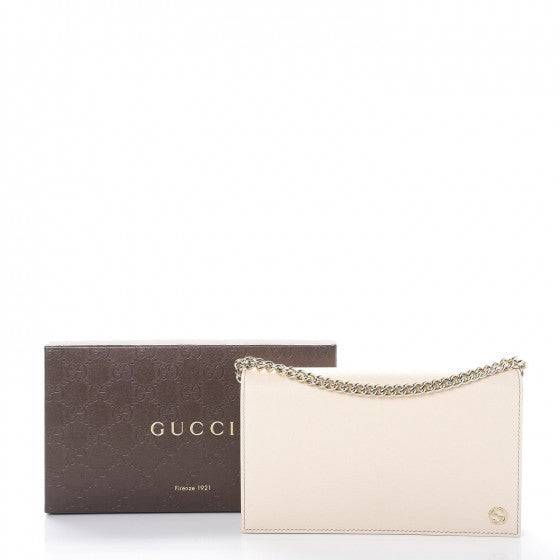 Textured Calfskin Medium Betty Chain Wallet White