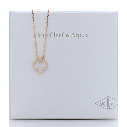 Van Cleef & Arpels 18K Yellow Gold Mother of Pearl Vintage Alhambra Pendant Necklace 5 of 5