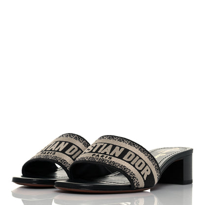 Christian Dior Cotton Embroidered Dway 40mm Slide Sandals 37 Deep Blue 3 of 8