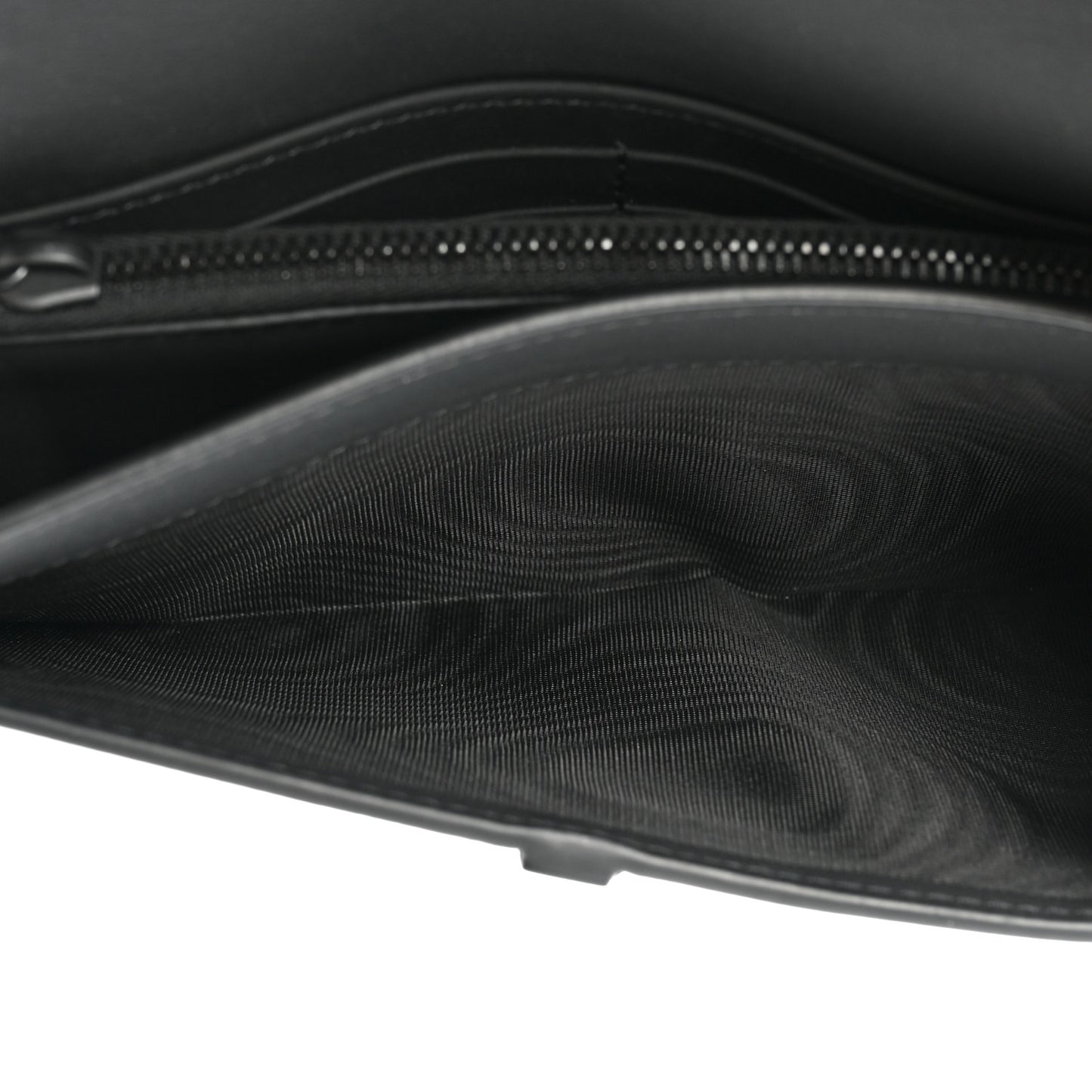 Ultra Matte Calfskin Saddle Chain Wallet Pouch Black