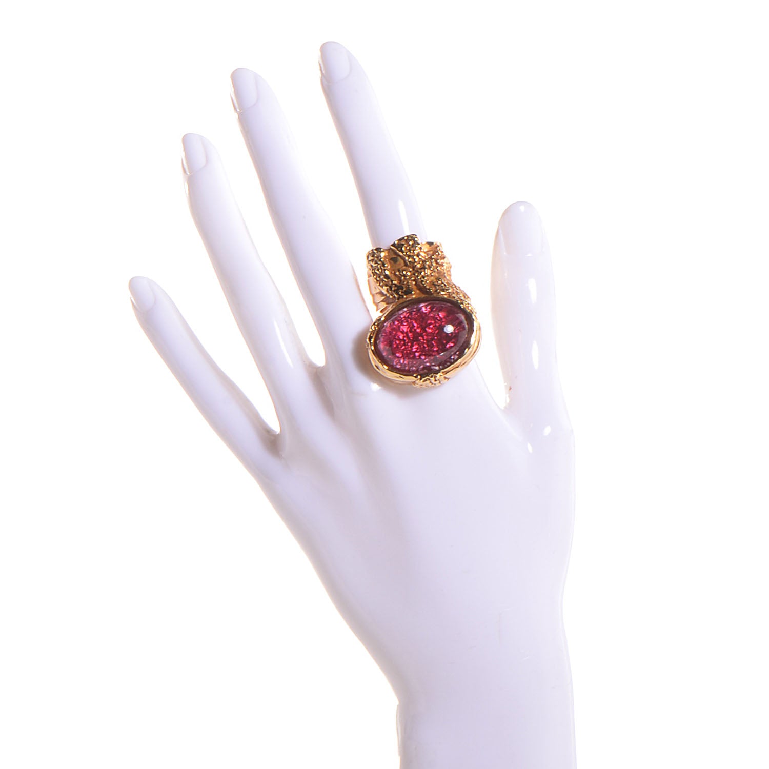 Saint Laurent Glass Cabochon Love Arty Ovale Ring 8 Pink 2 of 6