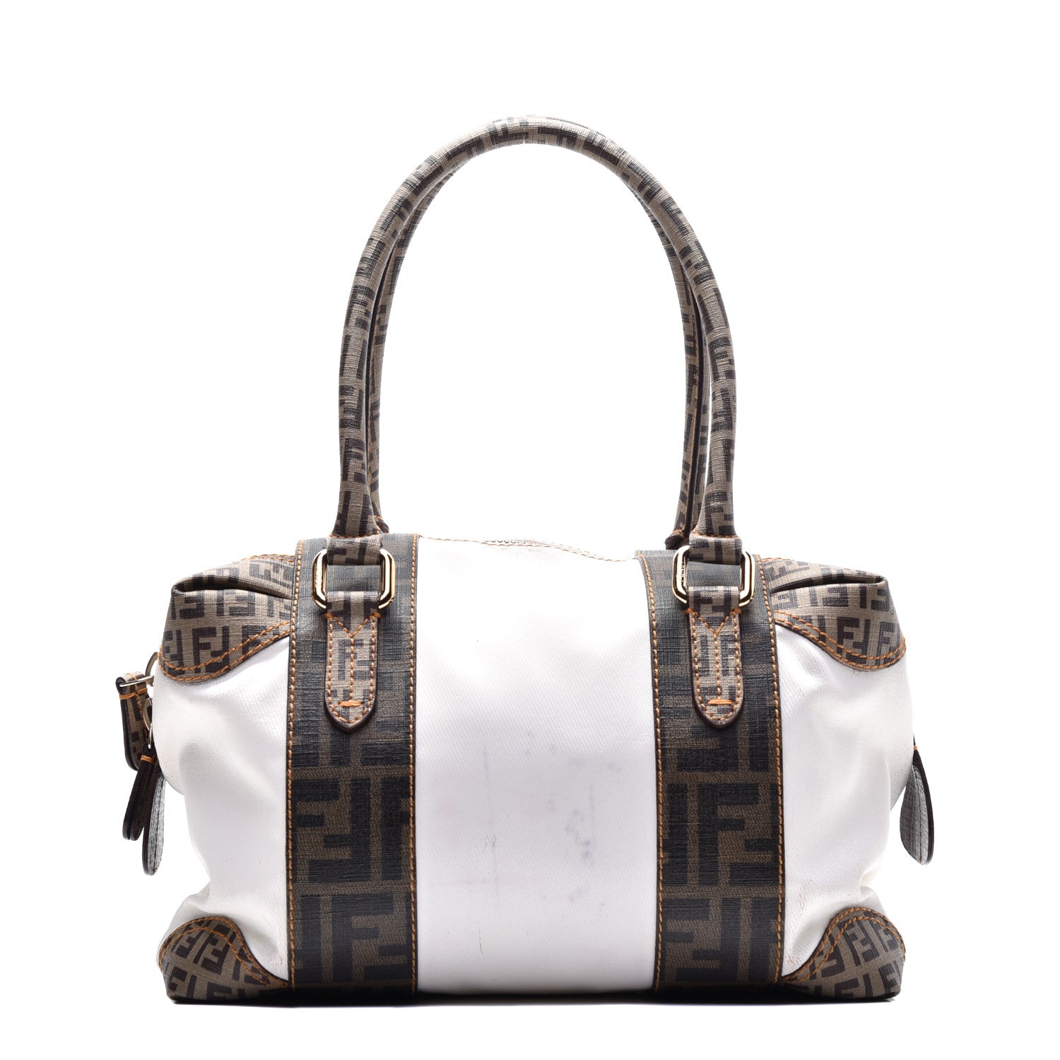 Fendi Canvas Zucca Zucchino Spalmati Mixed Media Small B Mix Tote White 1 of 12