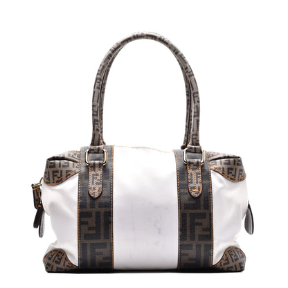 Fendi Canvas Zucca Zucchino Spalmati Mixed Media Small B Mix Tote White 1 of 12