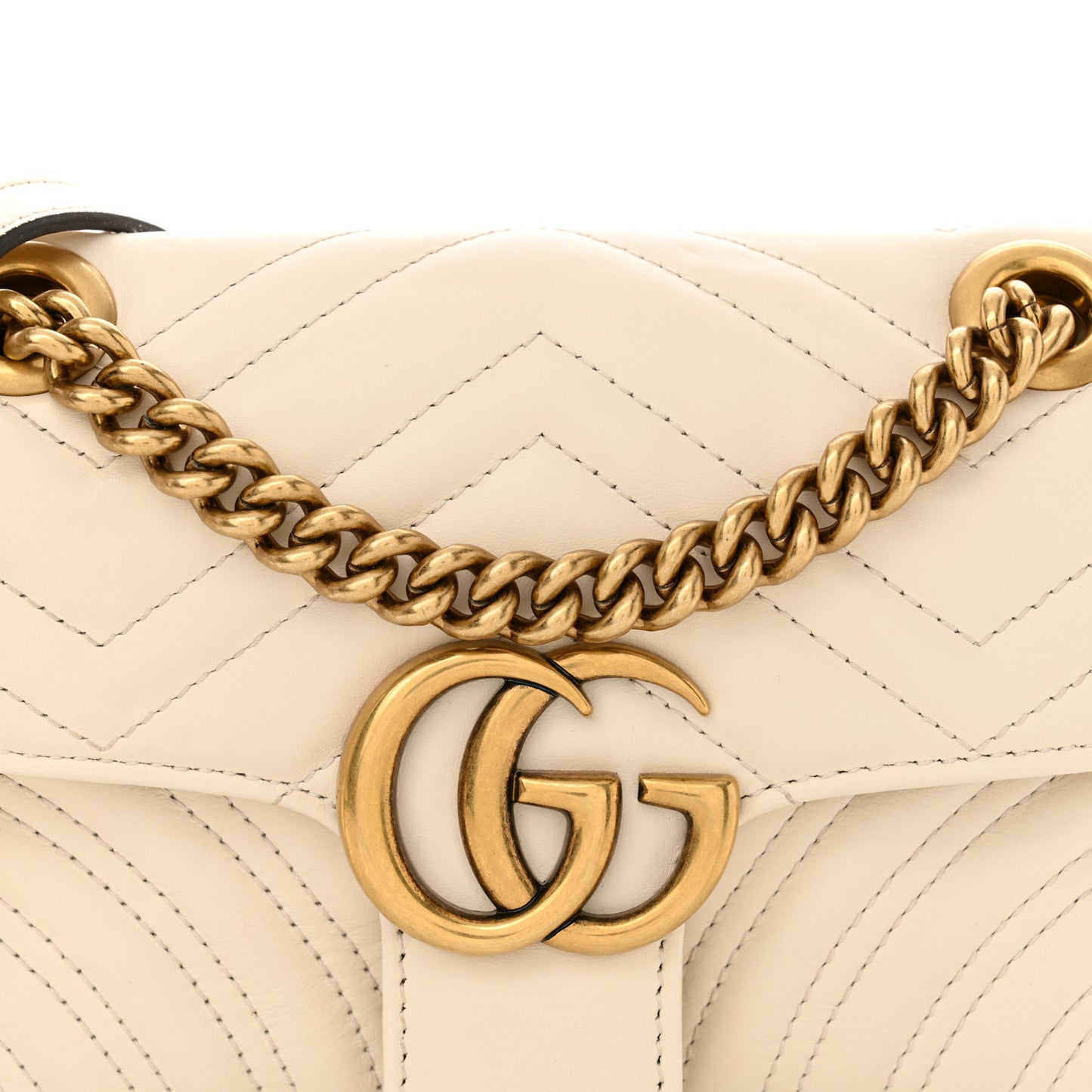 Calfskin Matelasse Mini GG Marmont Shoulder Bag White