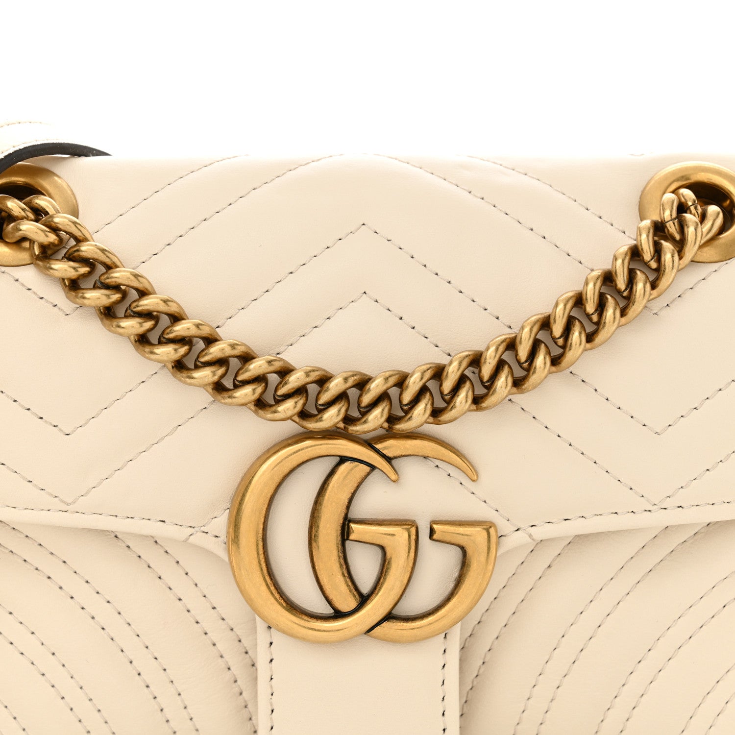 Gucci Calfskin Matelasse Mini GG Marmont Shoulder Bag White 8 of 12
