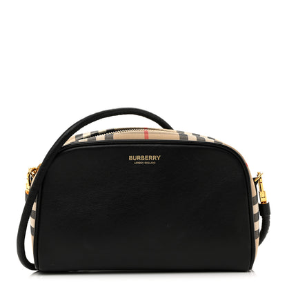 Burberry Calfskin Vintage Check Half Cube Crossbody Bag Black 1 of 10