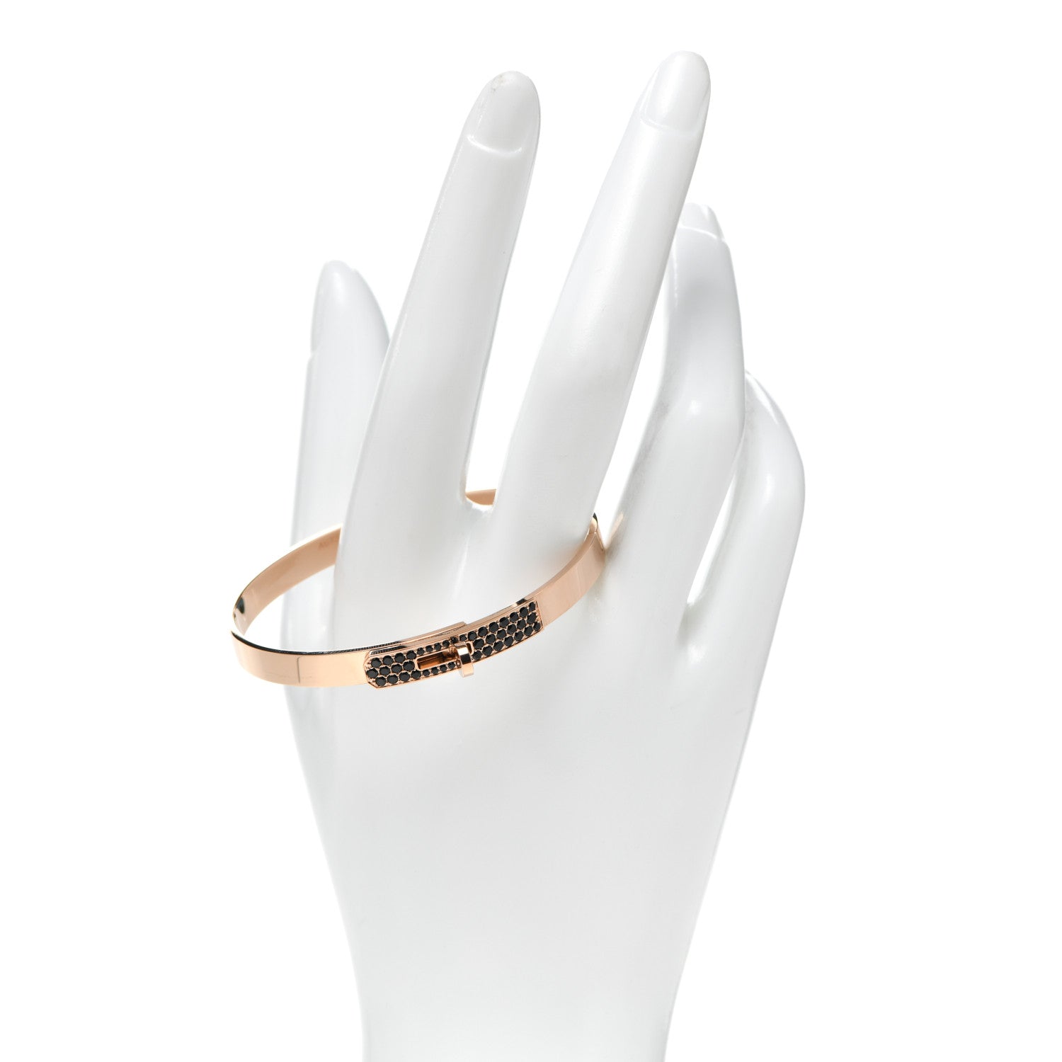 Hermes 18K Rose Gold Black Spinel PM Kelly Bracelet SH 2 of 5