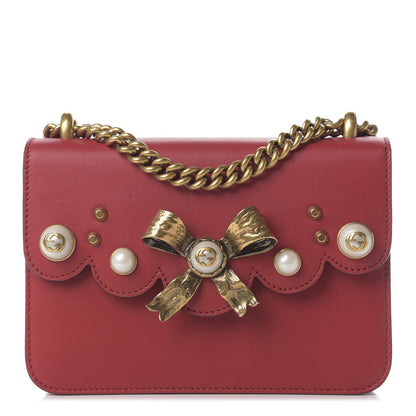 Gucci Calfskin Peony Small Chain Shoulder Bag Hibiscus Red 1 of 11