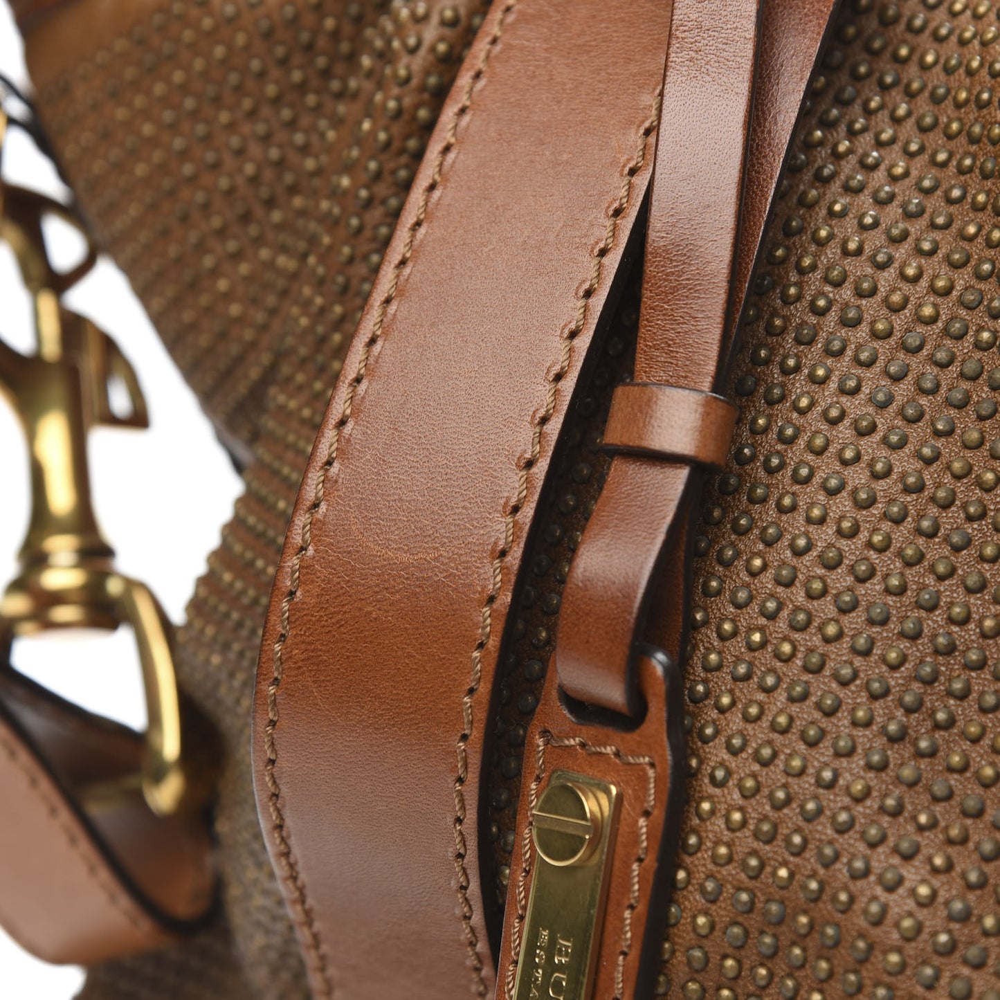 Calfskin Studded Satchel Brown