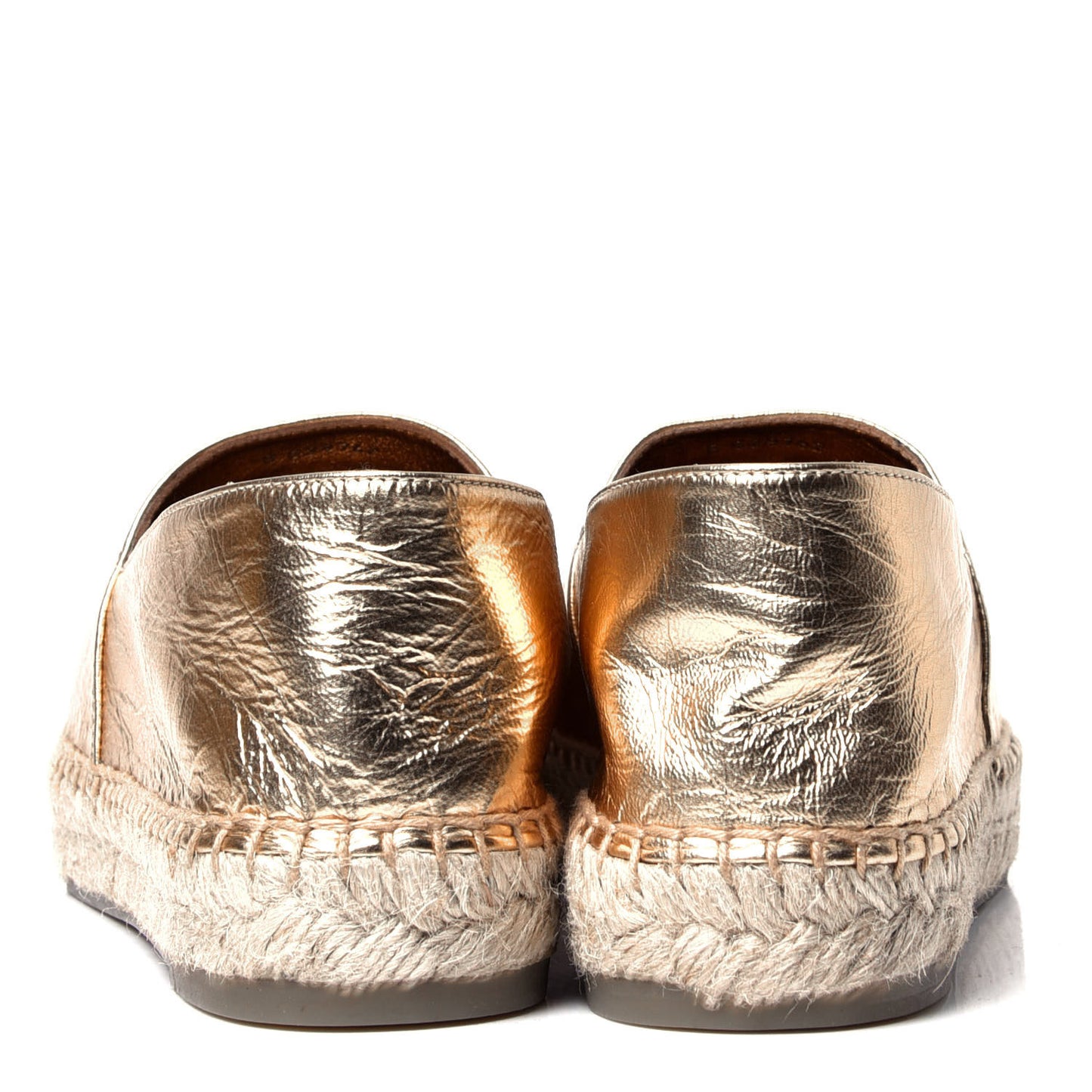 Metallic Lambskin Grosgrain CC Espadrilles 37 Gold Black