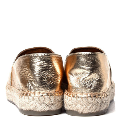 Chanel Metallic Lambskin Grosgrain CC Espadrilles 37 Gold Black 4 of 5