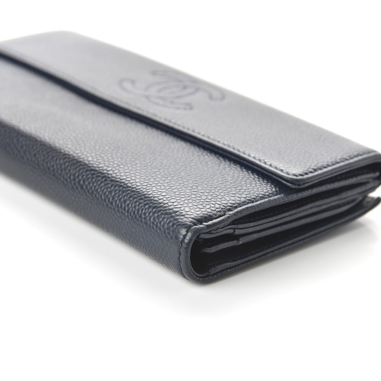 Chanel Caviar CC Long Flap French Wallet Navy Blue 7 of 12
