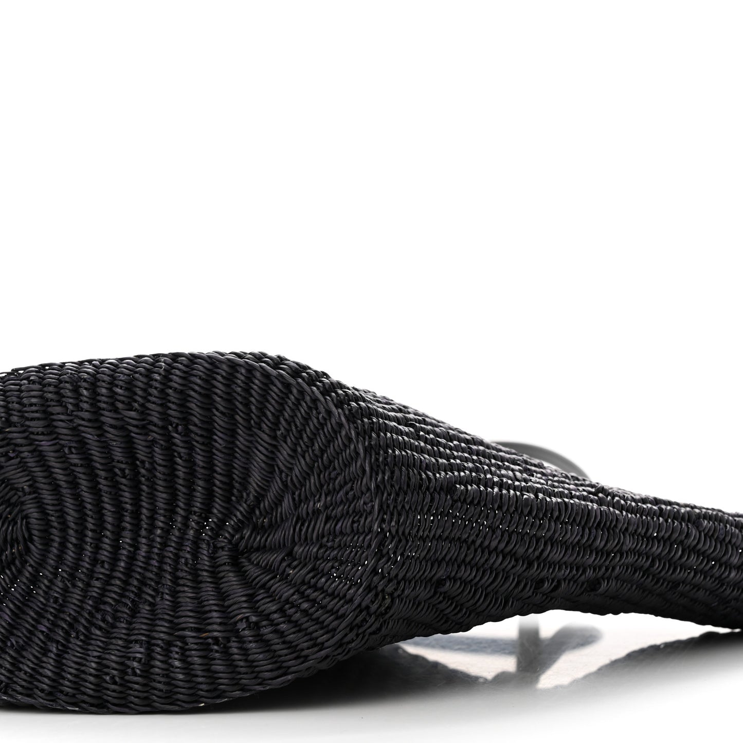 Calfskin Raffia Small Anagram Basket Tote Bag Black