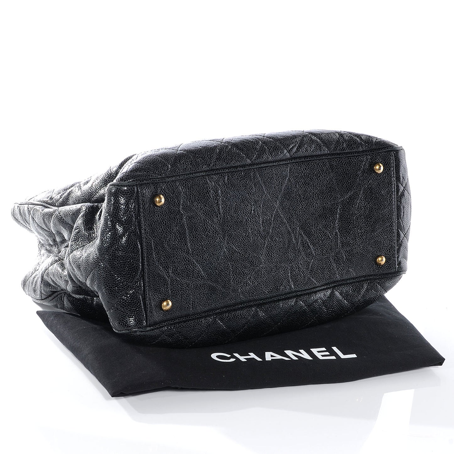 Glazed Calfskin Quilted Shiva Tote Black