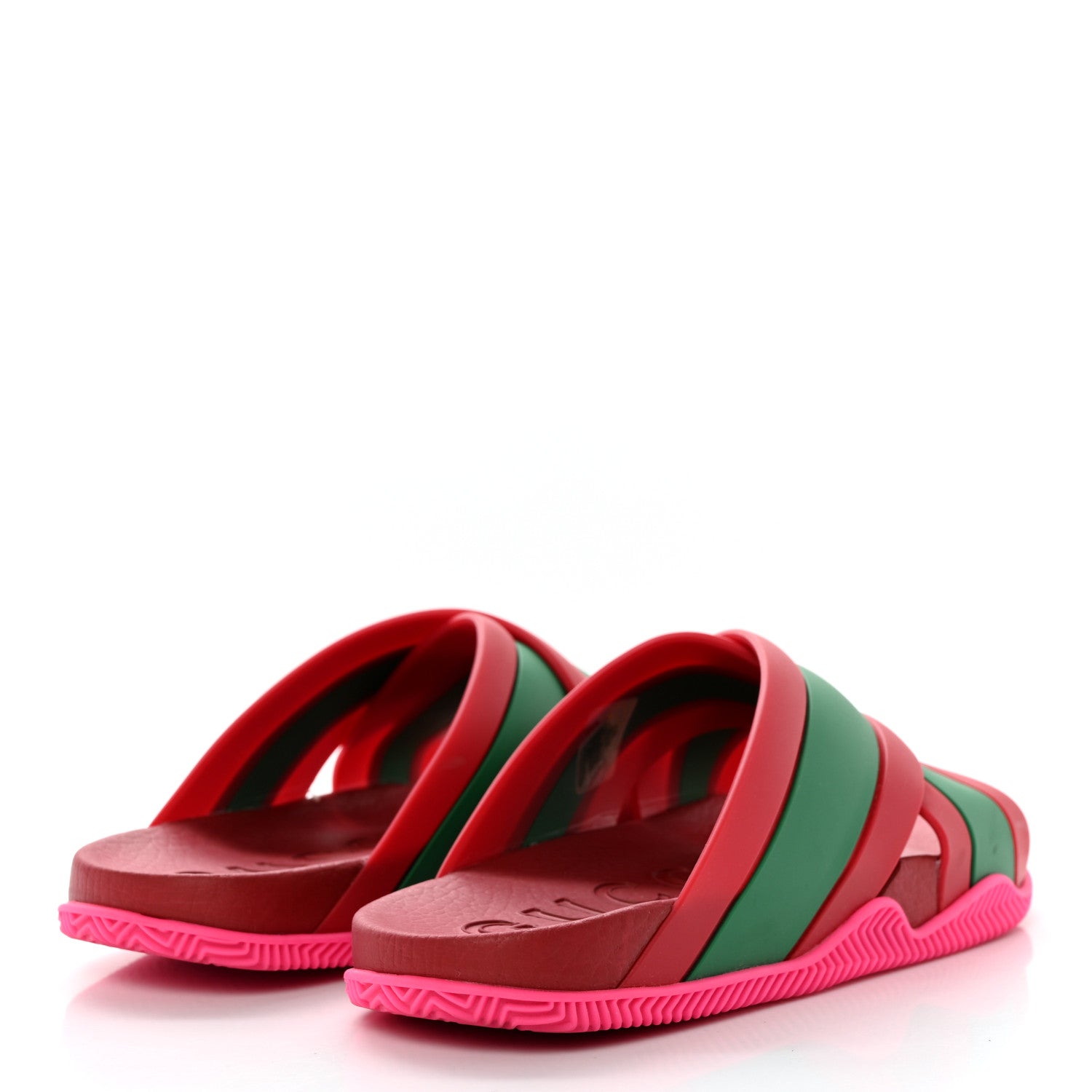 Gucci Rubber Web Womens Criss Cross Slide Sandals 36 Coral New Shamarock 4 of 12