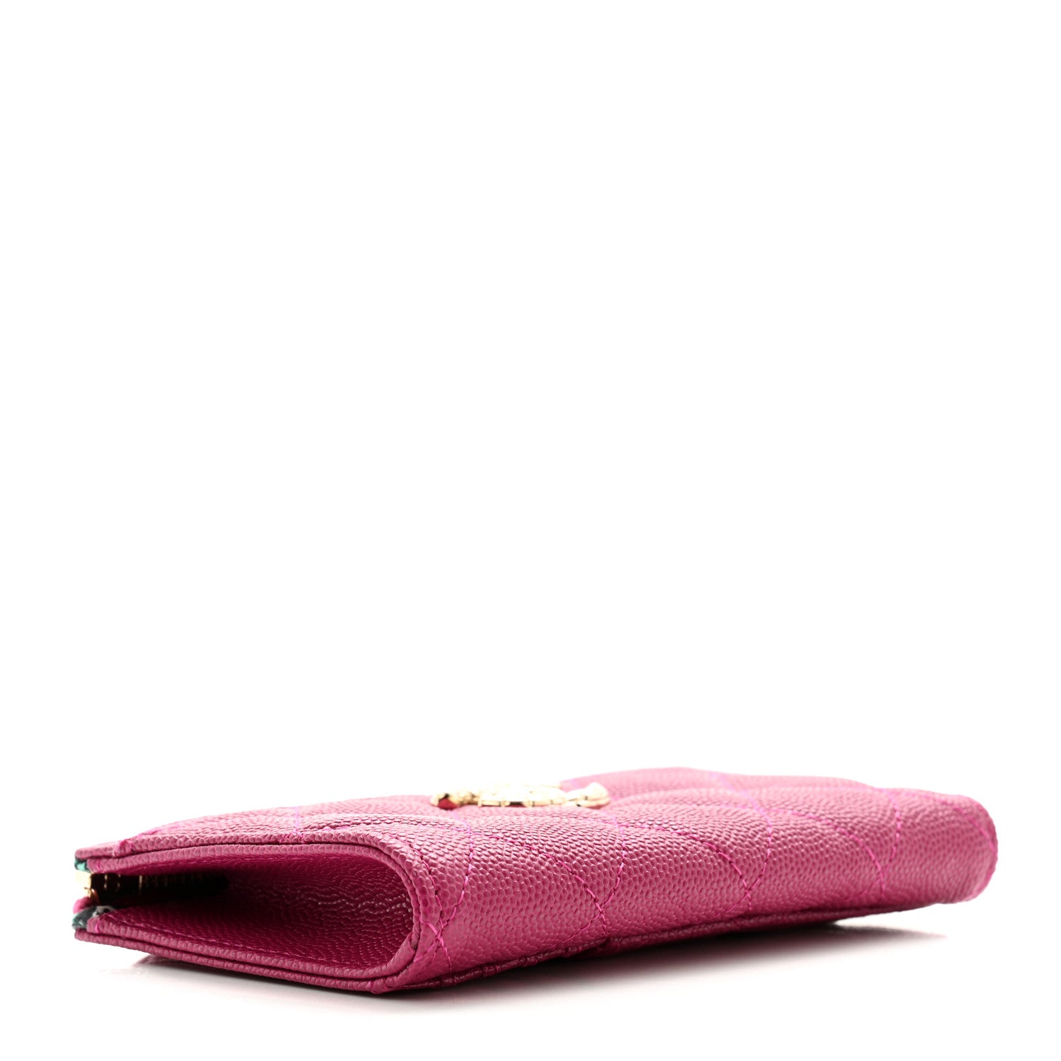 Chanel Caviar Quilted CC Zip Around Card Holder Dark Pink 4 of 8