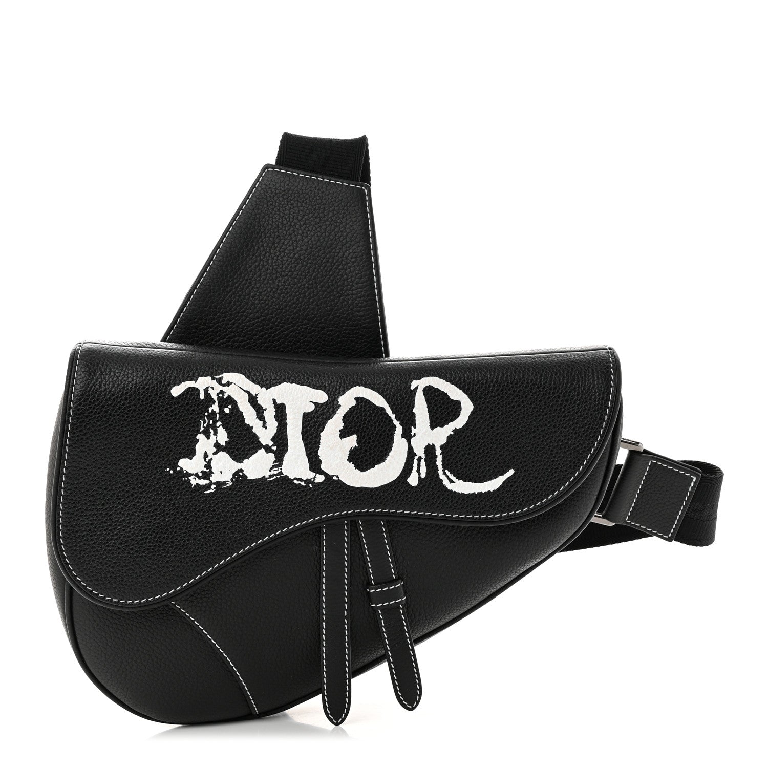 Christian Dior X PETER DOIG Grained Calfskin Saddle Bag Black 1 of 13