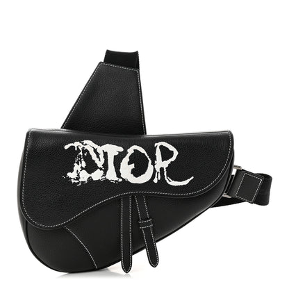 Christian Dior X PETER DOIG Grained Calfskin Saddle Bag Black 1 of 13