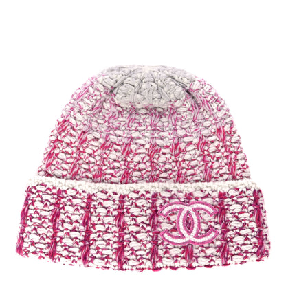 Chanel Cashmere CC Beanie Hat Pink Beige 1 of 9