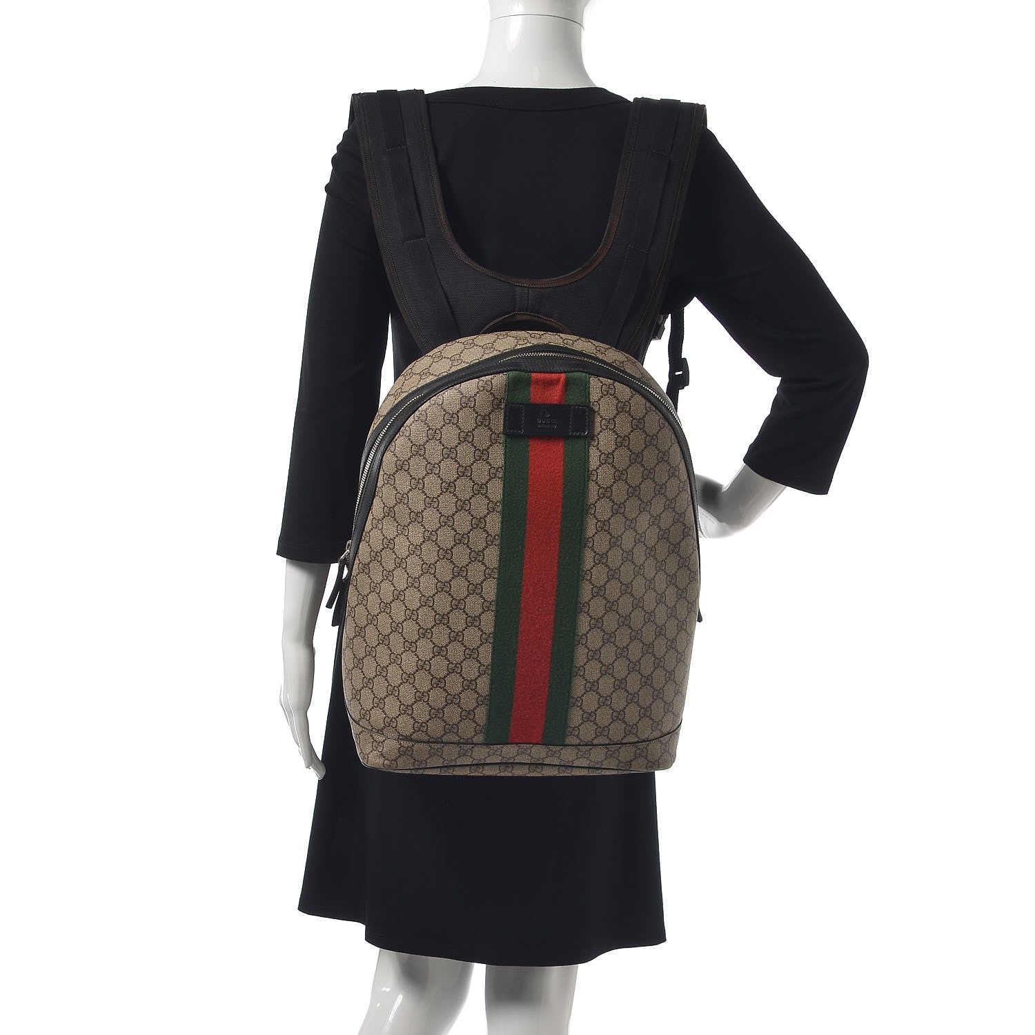 Gucci GG Supreme Monogram Web Dome Backpack Black 2 of 12